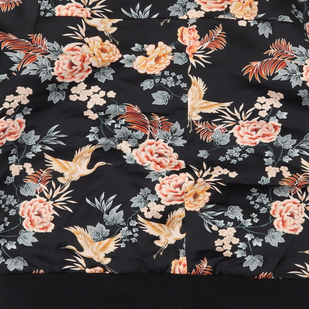 New Look Womens Black Floral  Bomber Jacket Jacket Size 8