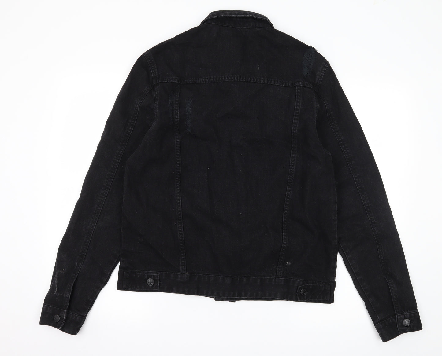 Primark Mens Black  Denim Jacket  Size S  - Distressed