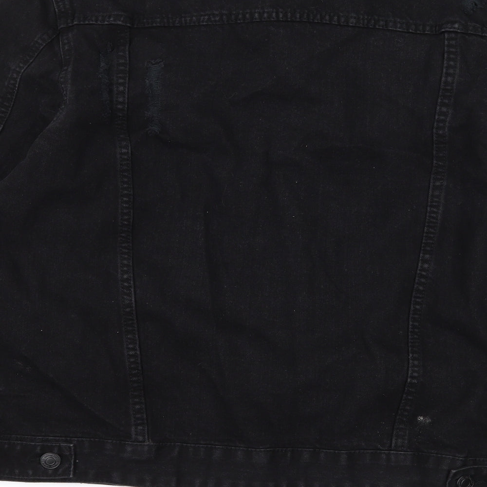 Primark Mens Black  Denim Jacket  Size S  - Distressed