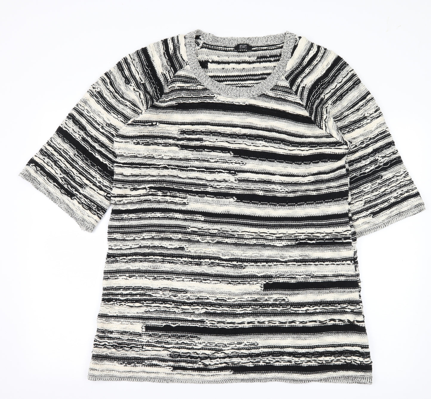 F&F Womens Ivory Striped Knit Pullover Jumper Size 14