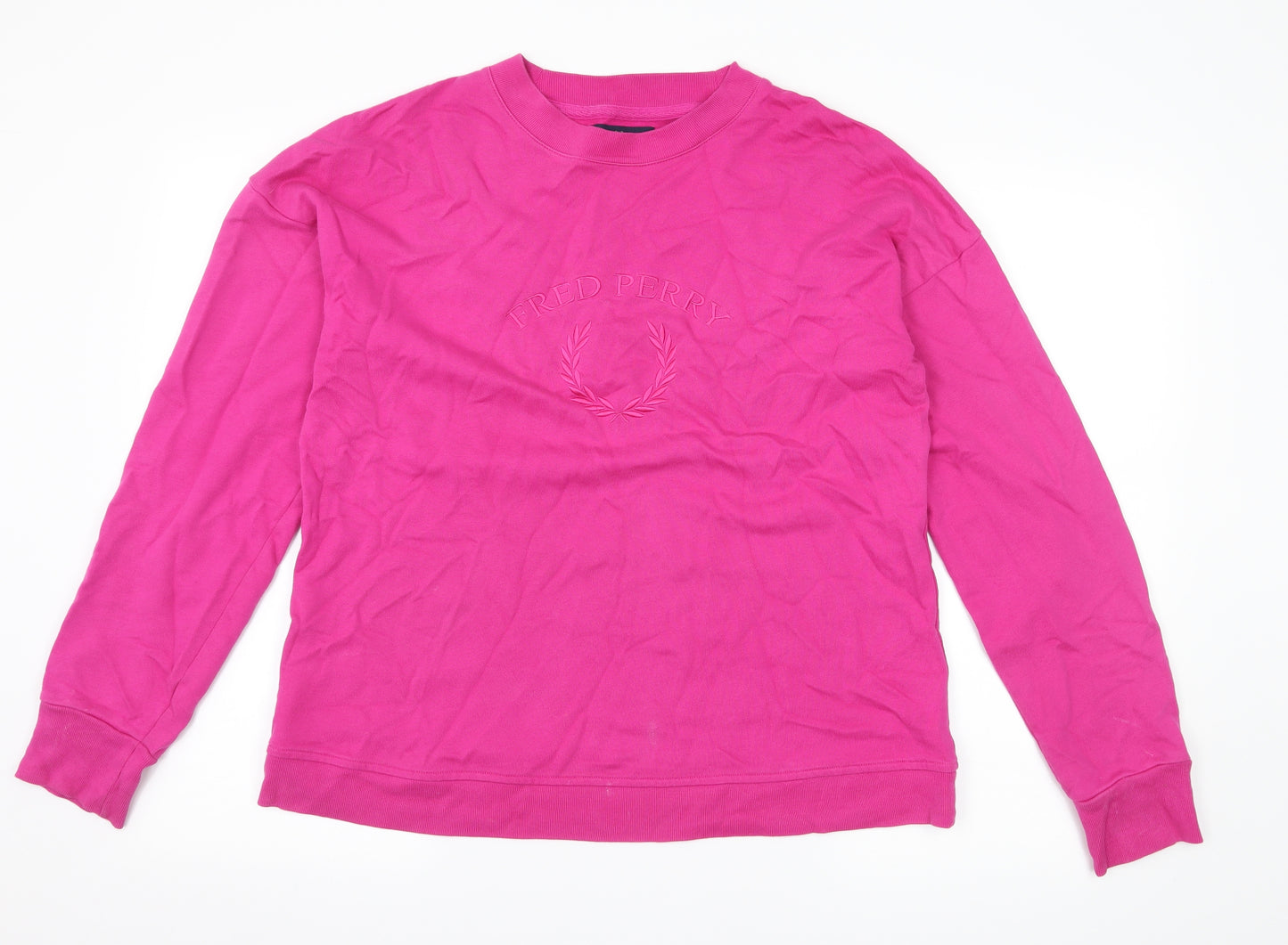 Fred Perry Womens Pink  Jersey Pullover Sweatshirt Size 12