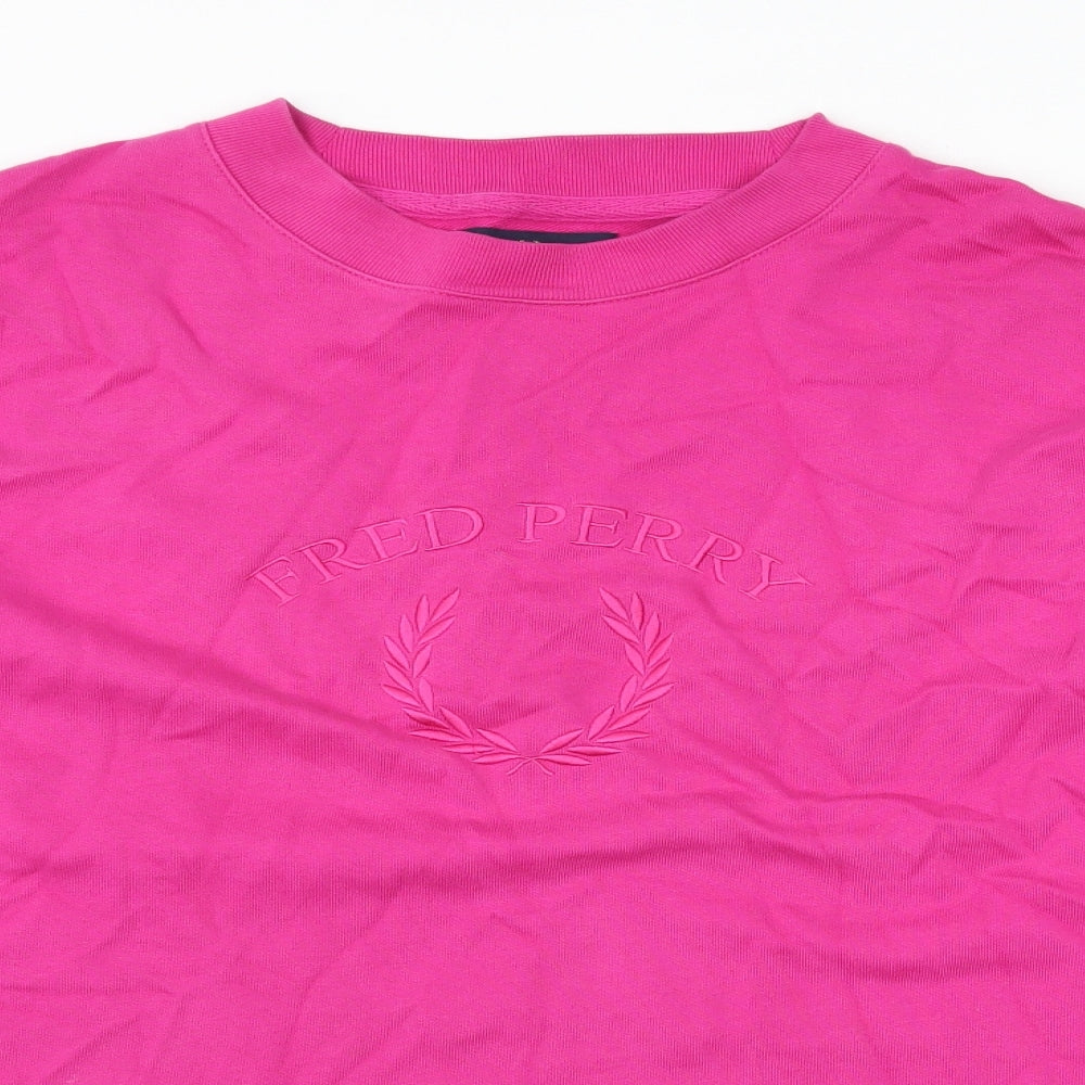 Fred Perry Womens Pink  Jersey Pullover Sweatshirt Size 12