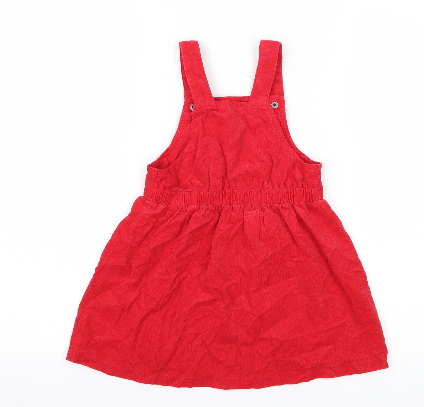 Nutmeg Girls Red  Corduroy Pinafore/Dungaree Dress  Size 4-5 Years  - Butterfly