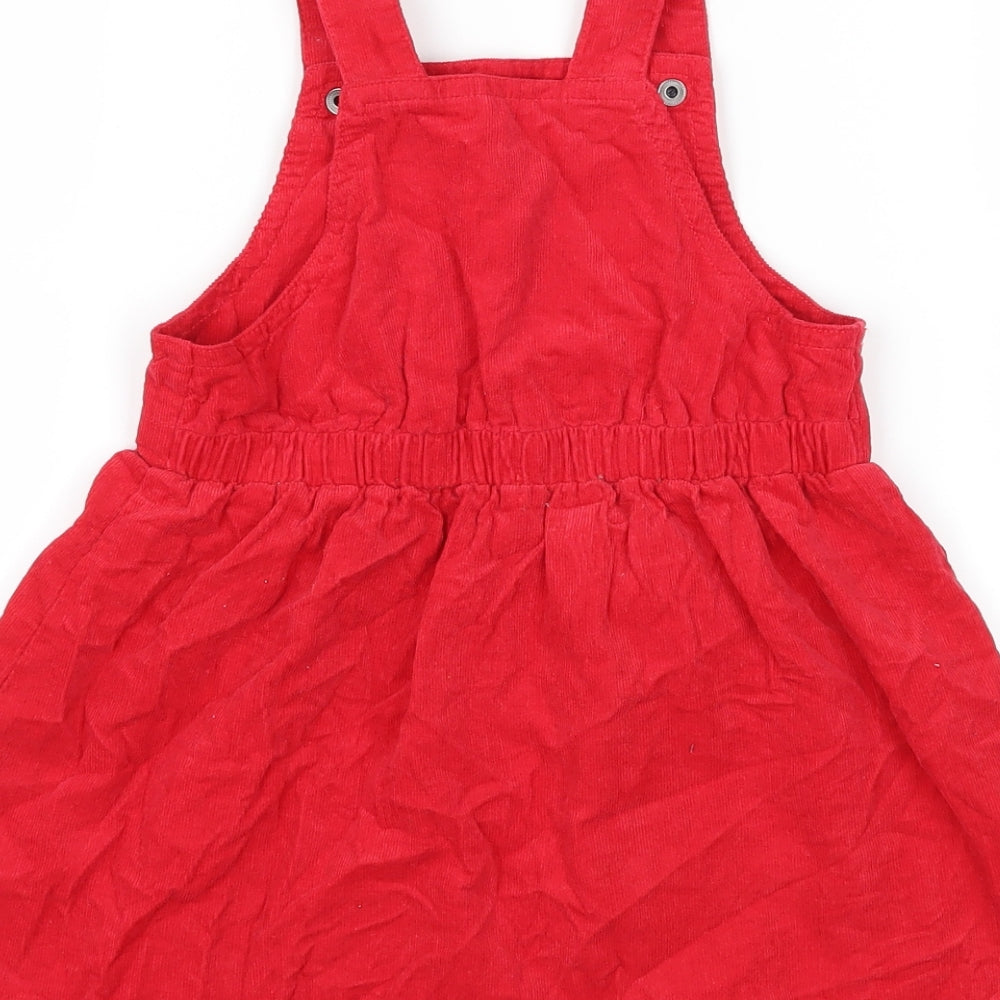 Nutmeg Girls Red  Corduroy Pinafore/Dungaree Dress  Size 4-5 Years  - Butterfly