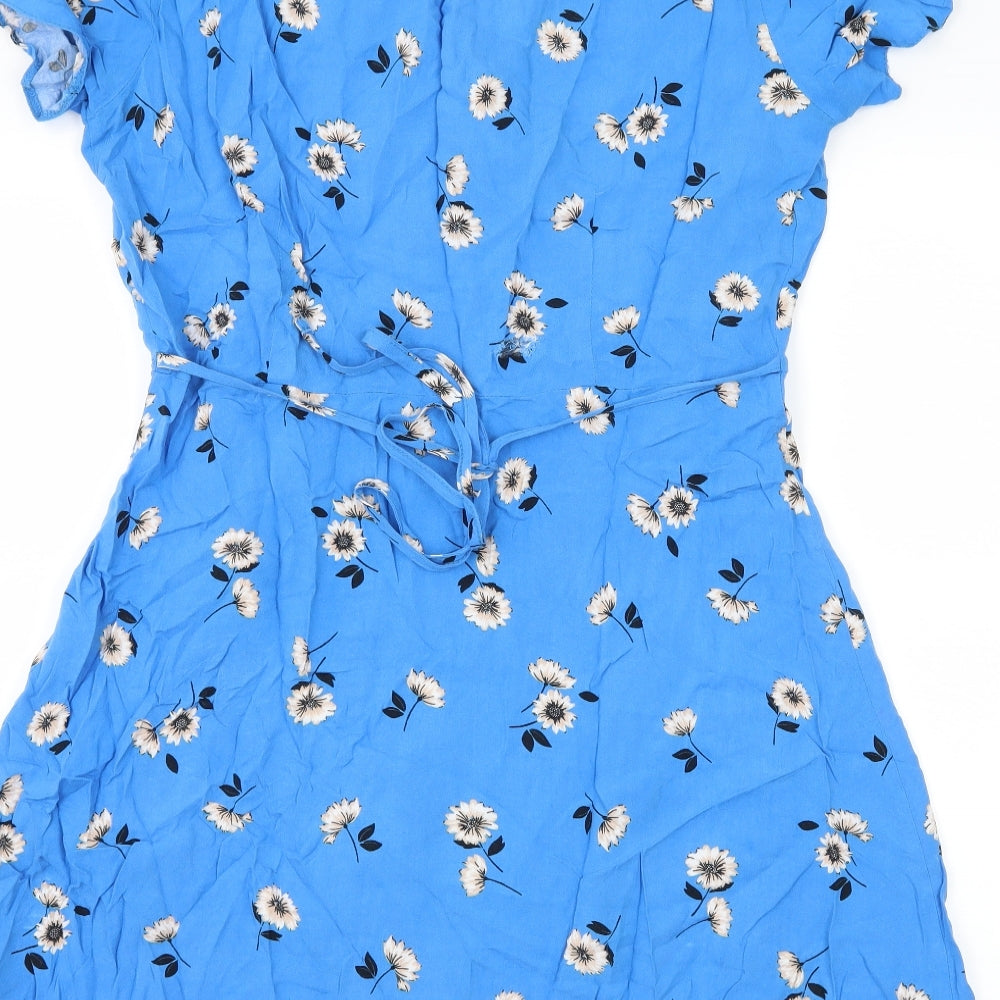 Atmosphere Womens Blue Floral  Wrap Dress  Size 16