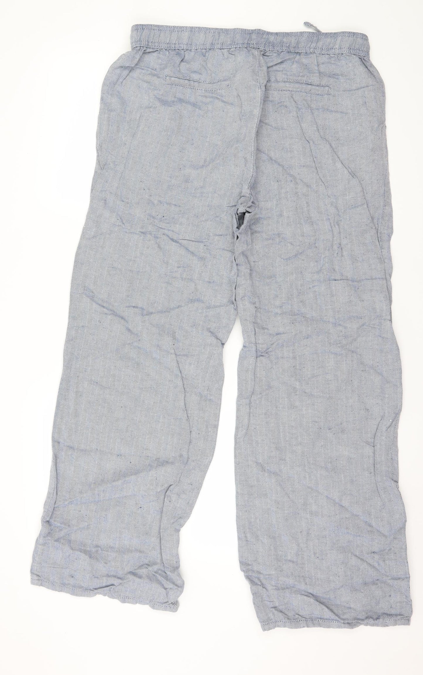 Marks and Spencer Womens Blue Herringbone  Trousers  Size 14 L29 in