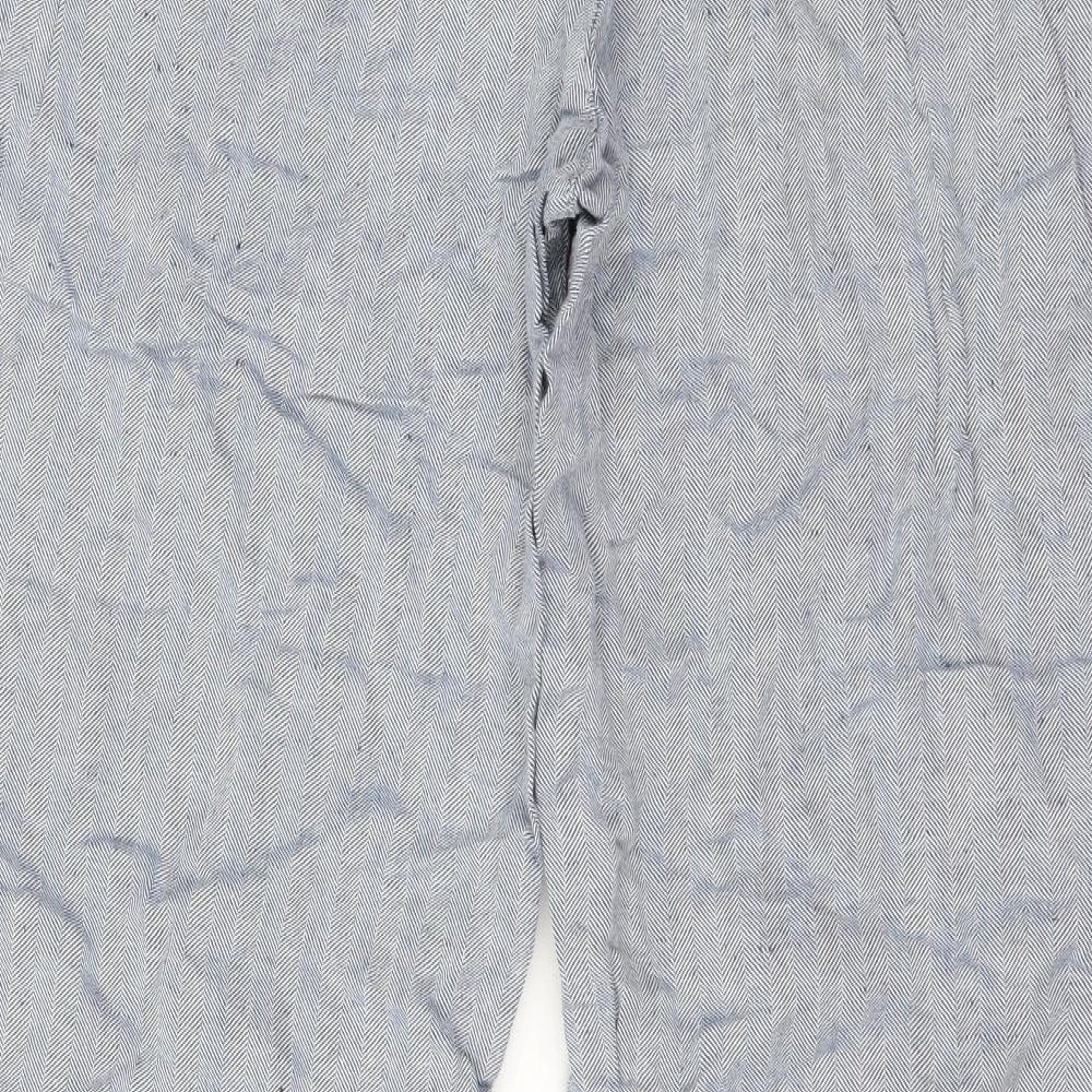 Marks and Spencer Womens Blue Herringbone  Trousers  Size 14 L29 in