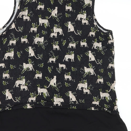TU Womens Black Geometric Jersey Basic Tank Size 16  - Leopard Print