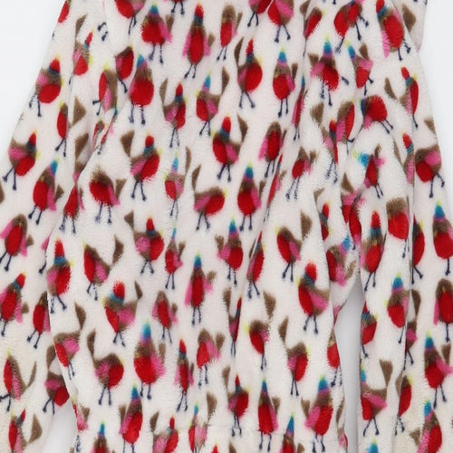 Marks and Spencer Girls White Geometric Microfibre Top Robe Size 6-7 Years  - Robin Print