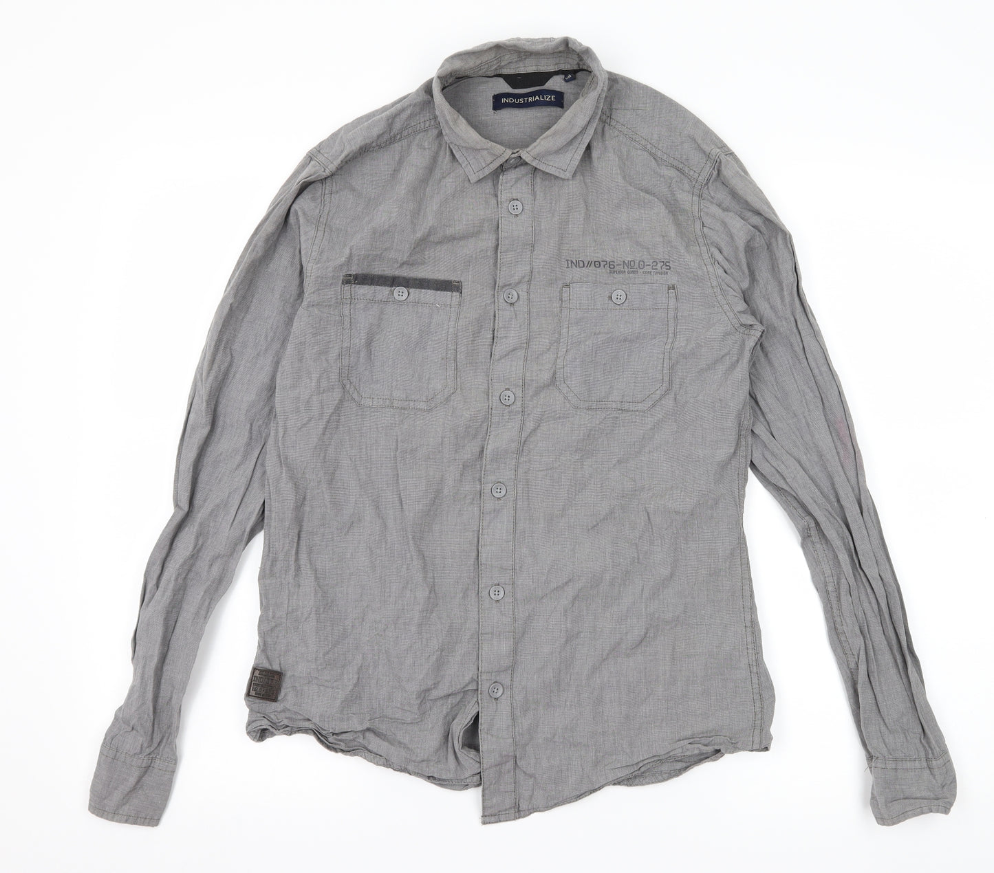 Industrialize Mens Grey    Button-Up Size S