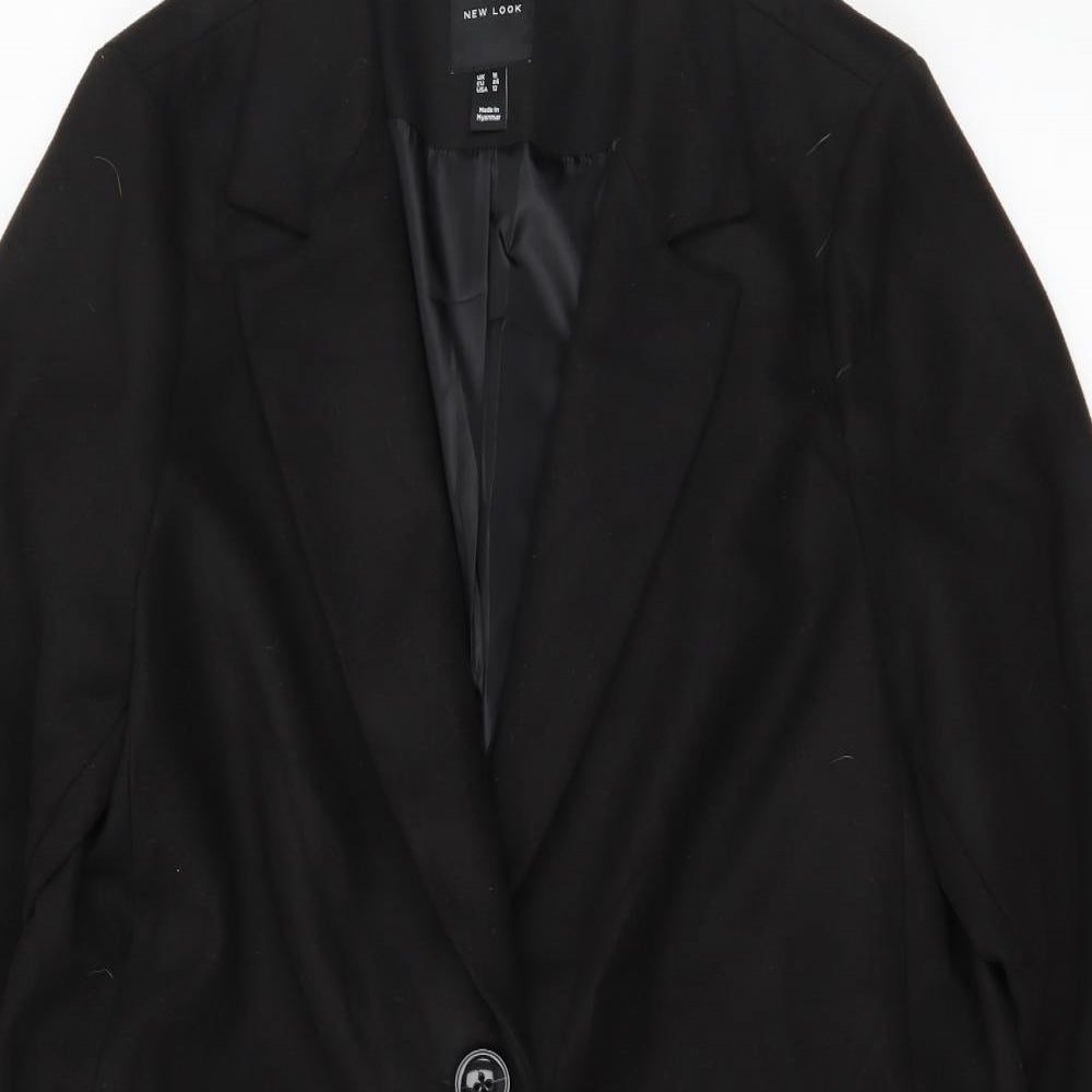 New Look Womens Black   Overcoat Coat Size 16