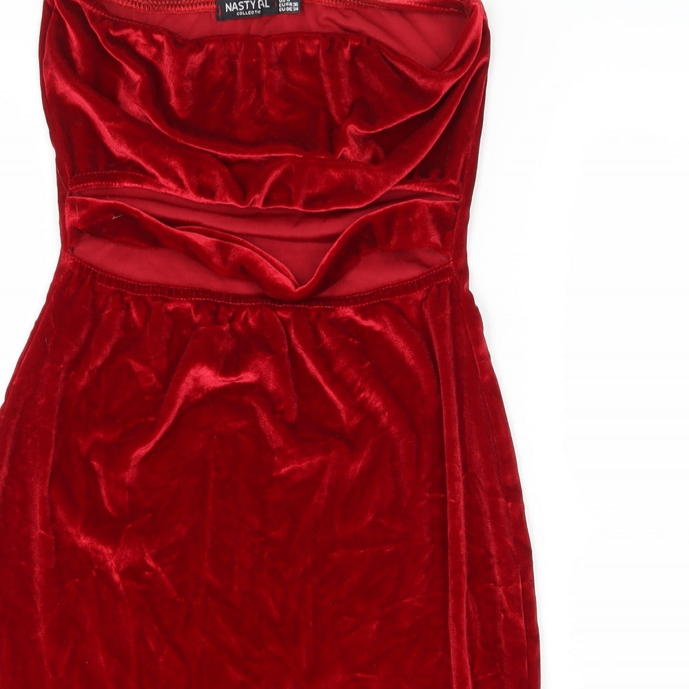 Nasty Gal Womens Red  Velvet Bodycon  Size 8