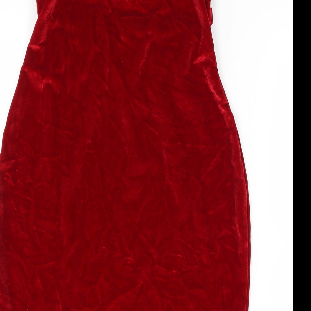 Nasty Gal Womens Red  Velvet Bodycon  Size 8