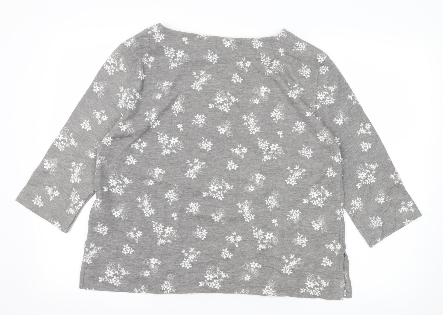 Marks and Spencer Womens Grey Floral Jersey Pullover Sweatshirt Size 12