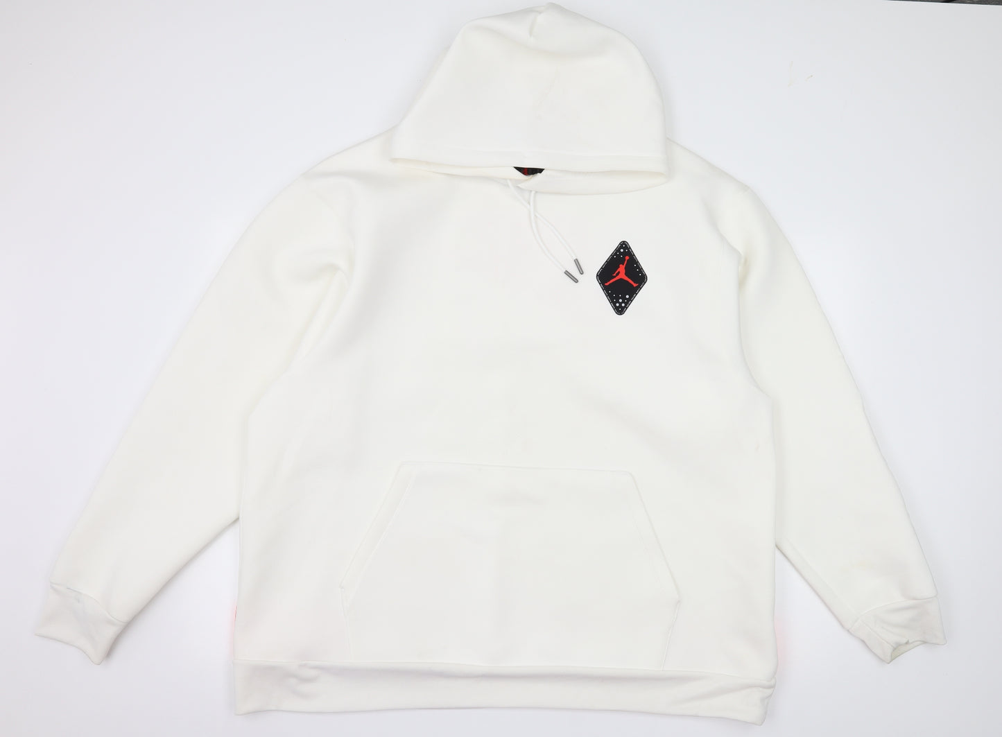 Nike Air Jordan Mens White  Jersey Pullover Hoodie Size 2XL