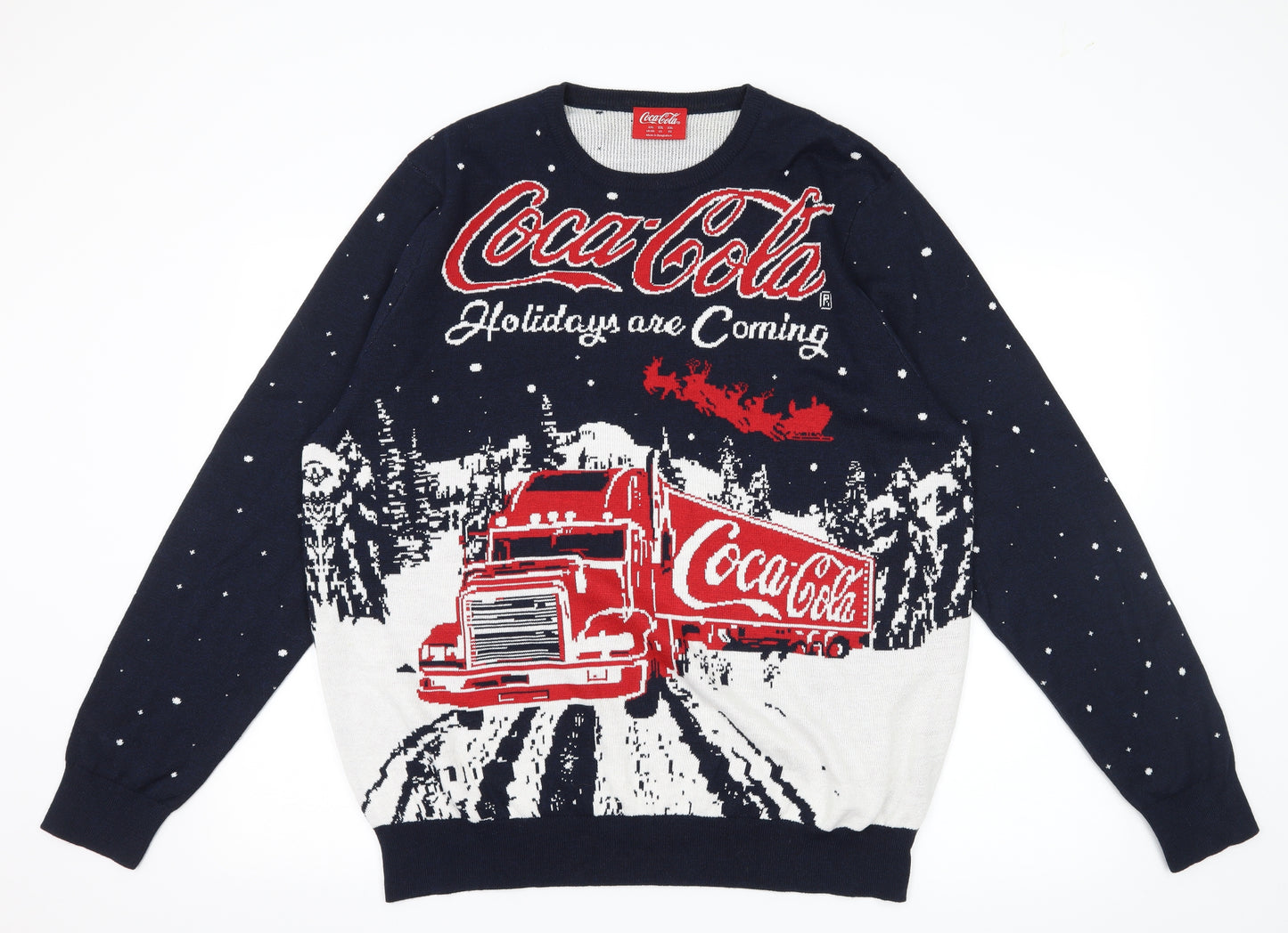 F&F Mens Blue  Knit Pullover Jumper Size 2XL  - Coca Cola