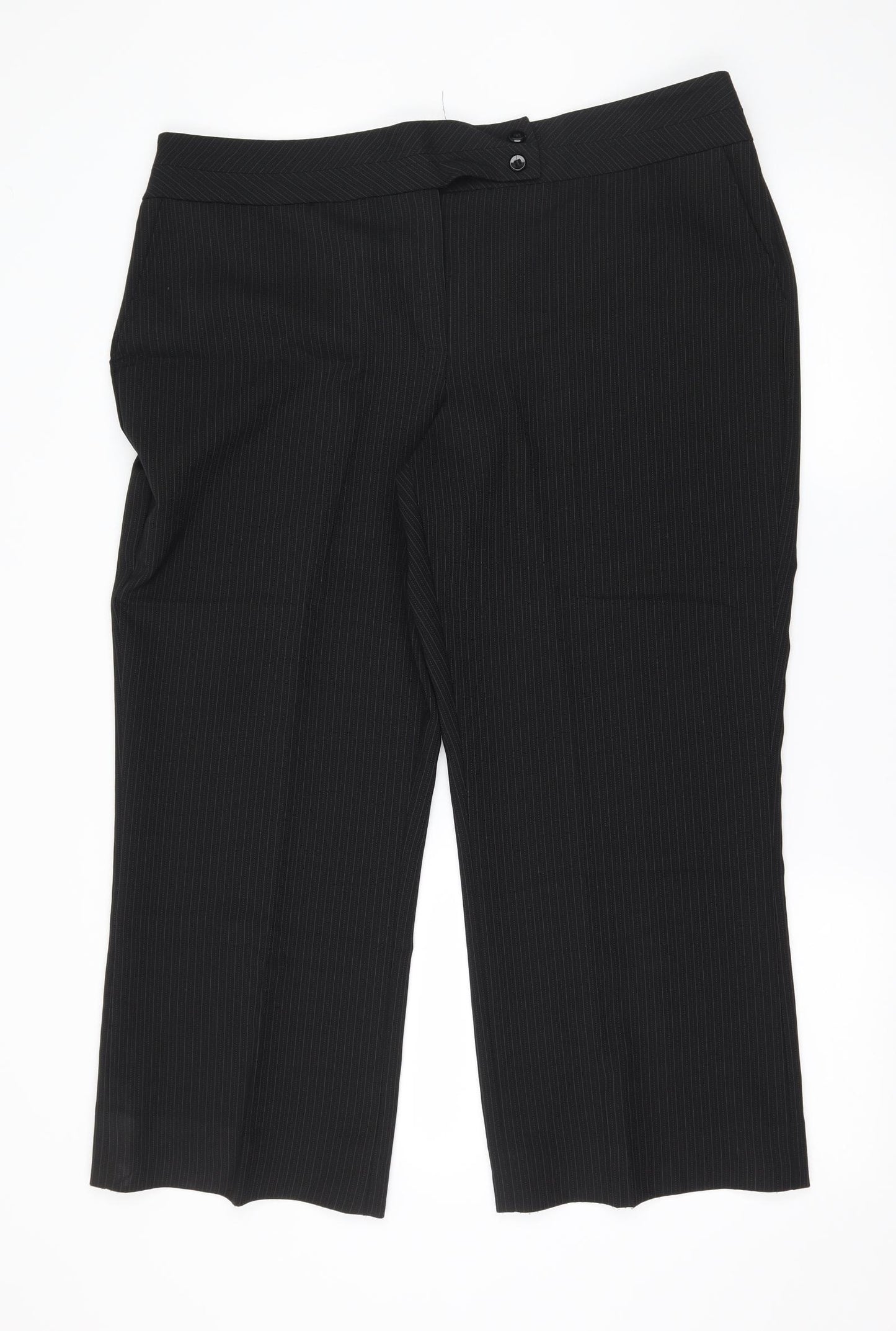 BHS Womens Black Striped  Trousers  Size 18 L25 in