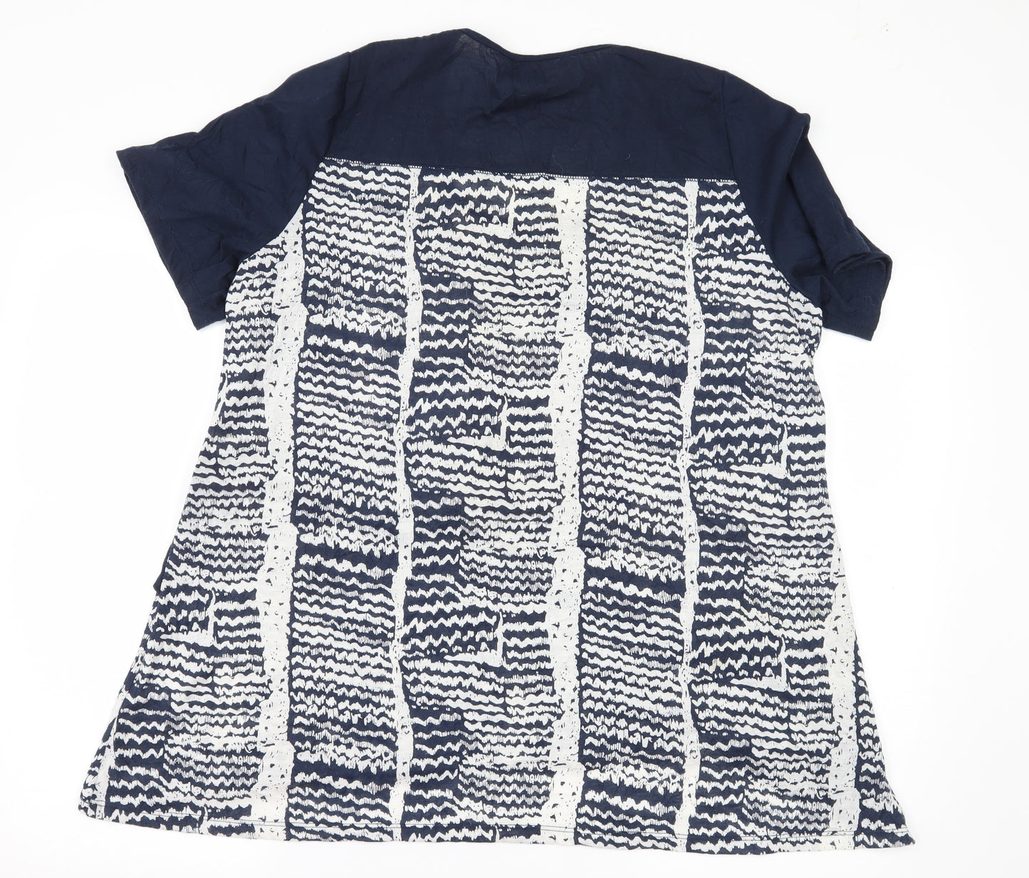 Virtuelle Womens Blue Geometric Jersey Basic T-Shirt Size M