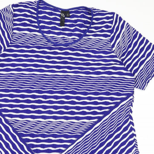 TS Womens Blue Striped Jersey Basic T-Shirt Size M