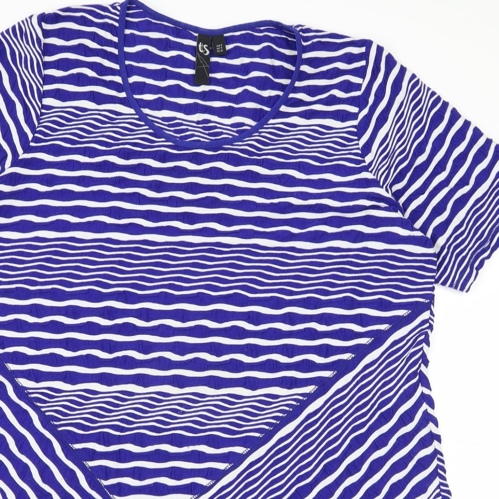 TS Womens Blue Striped Jersey Basic T-Shirt Size M