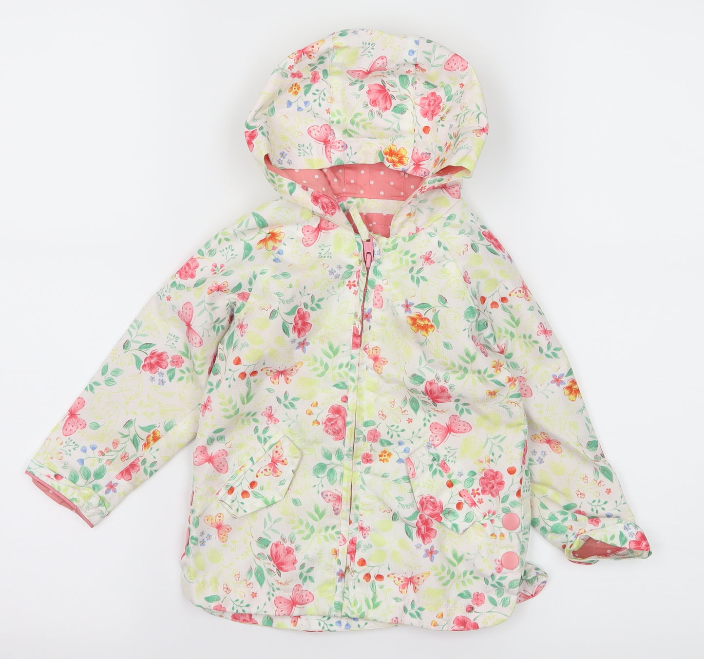 Mothercare Girls White Floral  Jacket  Size 9-12 Months