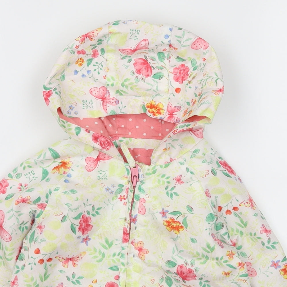 Mothercare Girls White Floral  Jacket  Size 9-12 Months