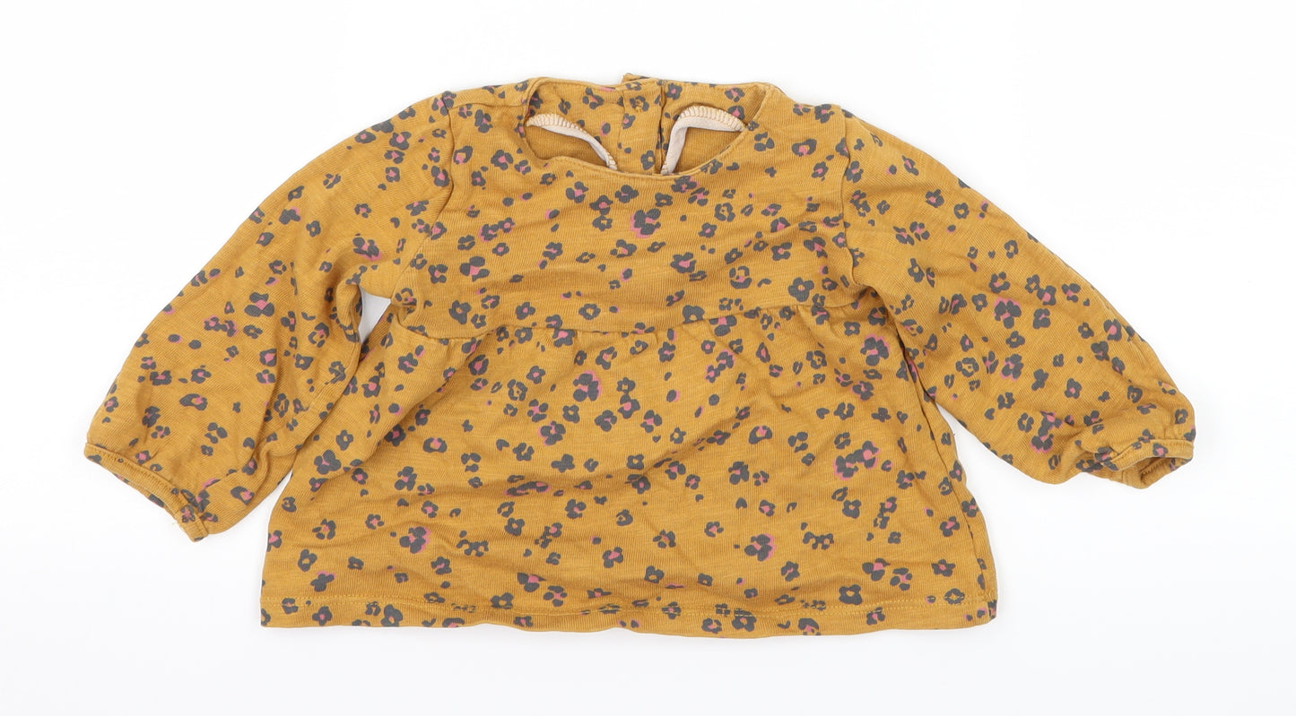 Marks and Spencer Girls Yellow Animal Print Jersey Pullover Jumper Size 12-18 Months