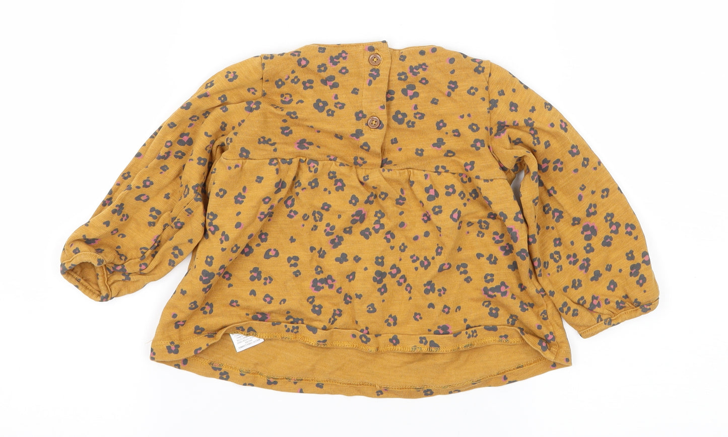 Marks and Spencer Girls Yellow Animal Print Jersey Pullover Jumper Size 12-18 Months