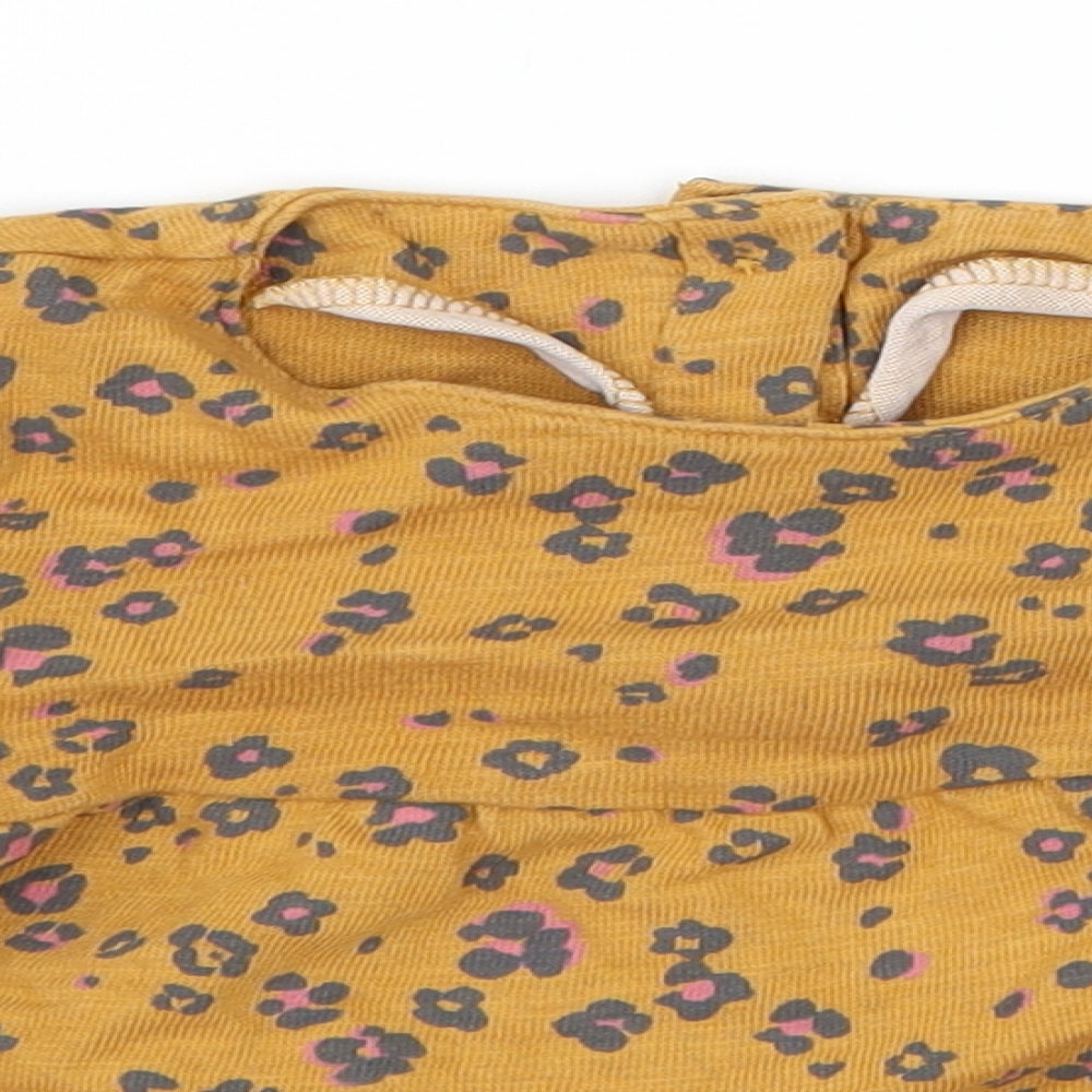 Marks and Spencer Girls Yellow Animal Print Jersey Pullover Jumper Size 12-18 Months
