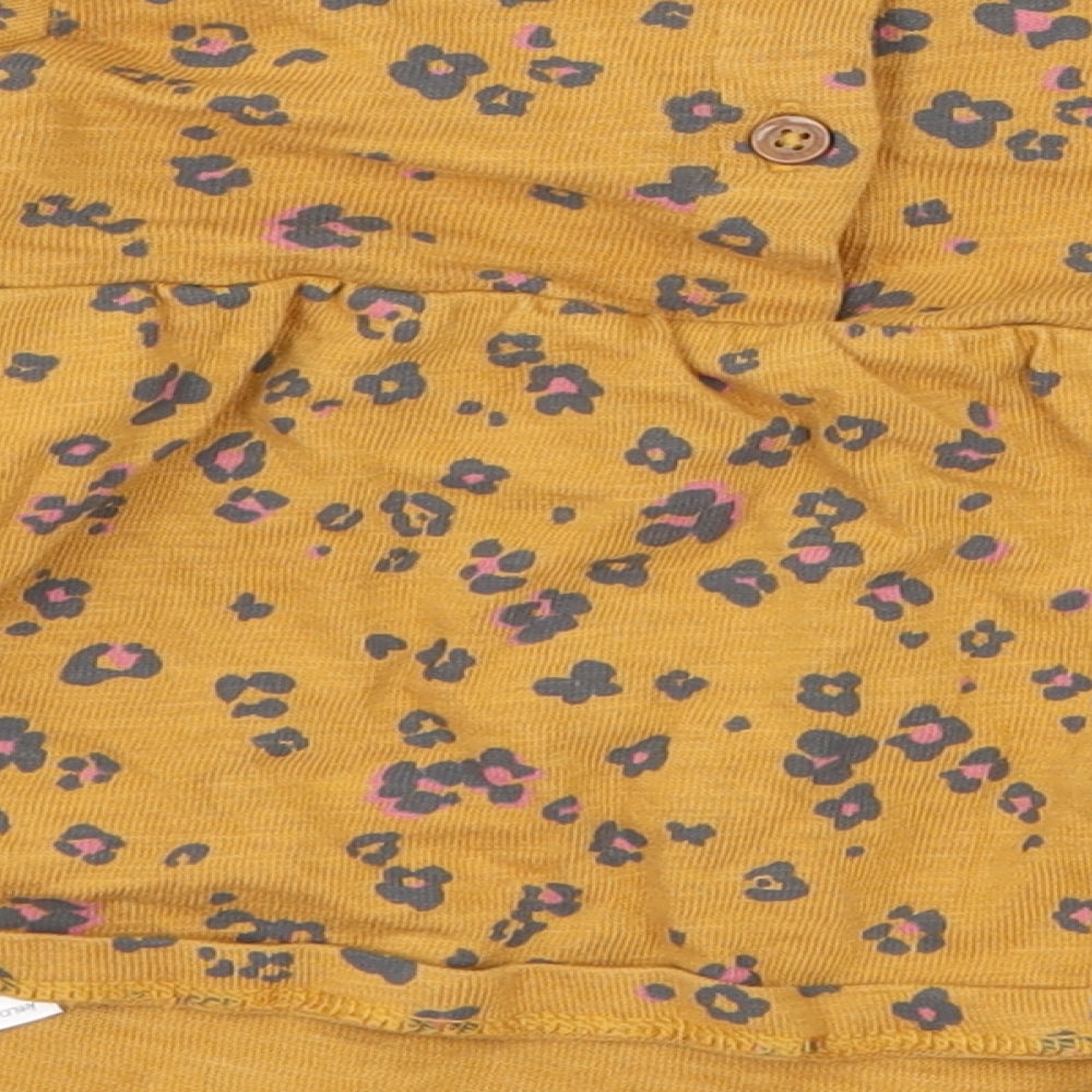 Marks and Spencer Girls Yellow Animal Print Jersey Pullover Jumper Size 12-18 Months