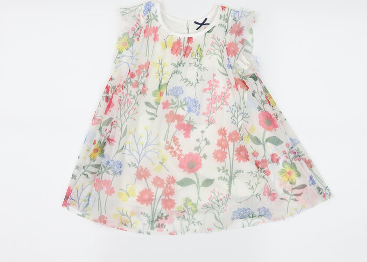 St Bernard Girls White Floral Mesh A-Line Size 9-12 Months