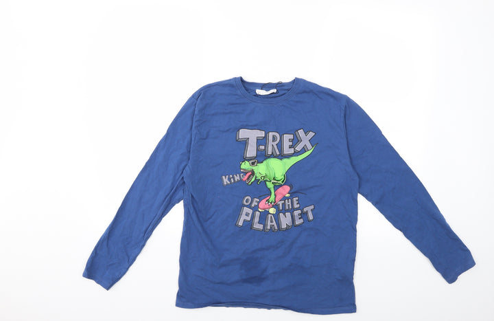 Zara Boys Blue Basic T-Shirt Size 10-11 Years - t-rex