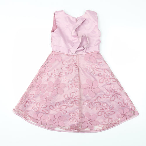 kcl  Girls Pink Floral Ramie Fit & Flare  Size 7 Years