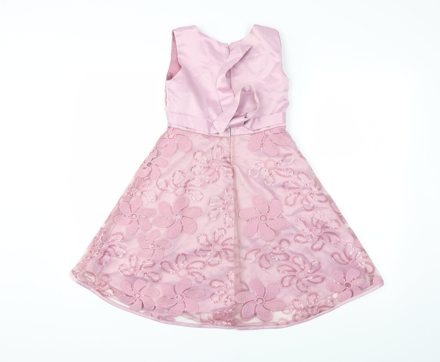 kcl  Girls Pink Floral Ramie Fit & Flare  Size 7 Years