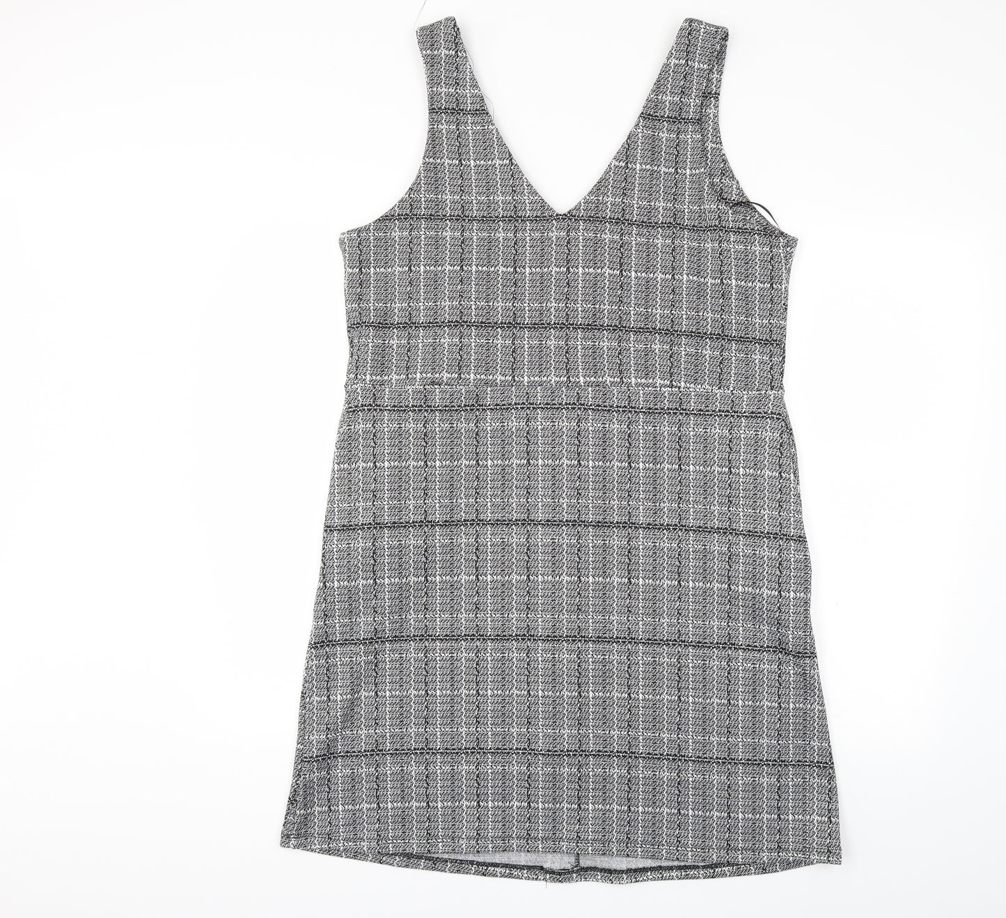 Nutmeg Womens Grey Check  Pinafore/Dungaree Dress  Size 16