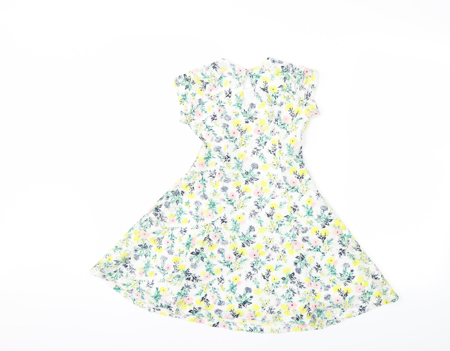 Primark Womens White Floral  Fit & Flare  Size 6