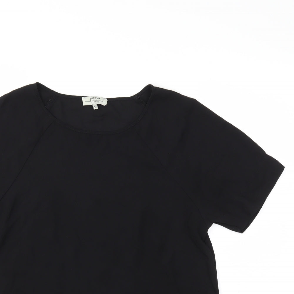 Papaya Womens Black   Basic T-Shirt Size 10
