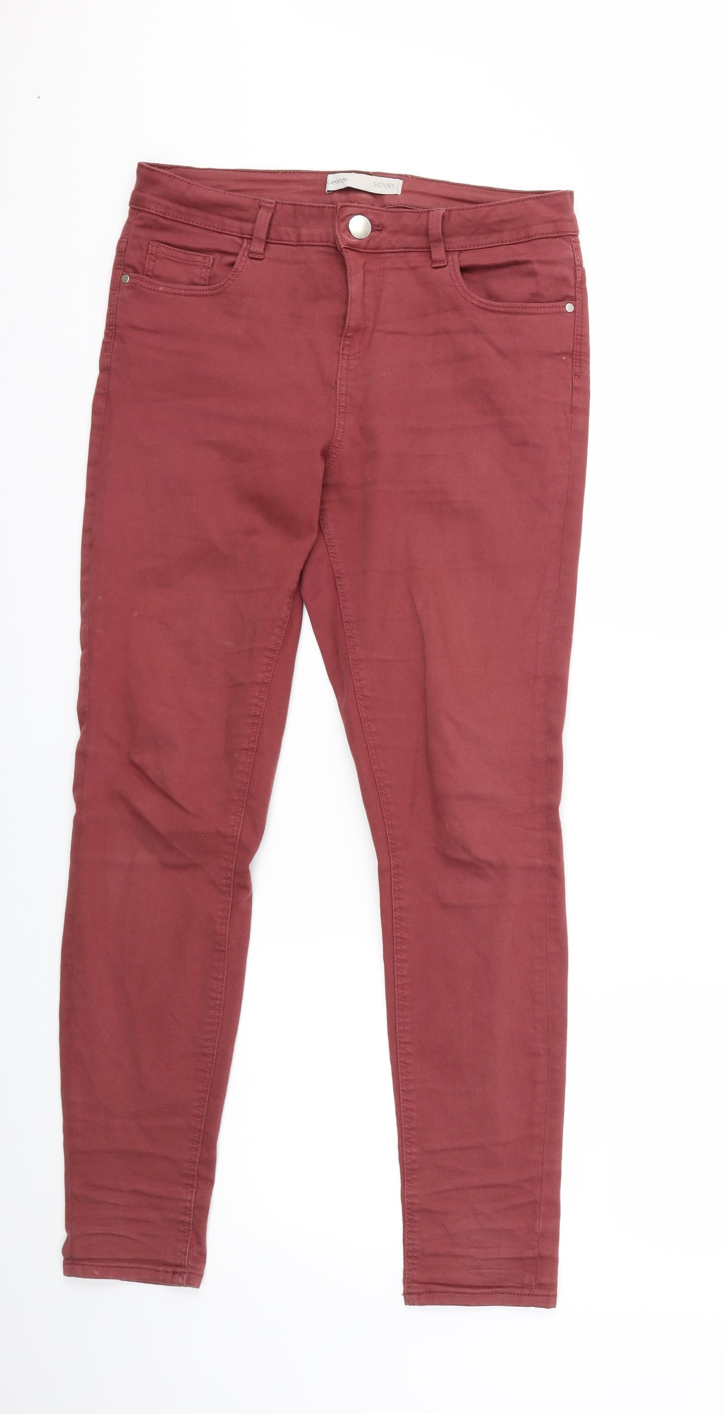 George Womens Red  Denim Skinny Jeans Size 12 L29 in