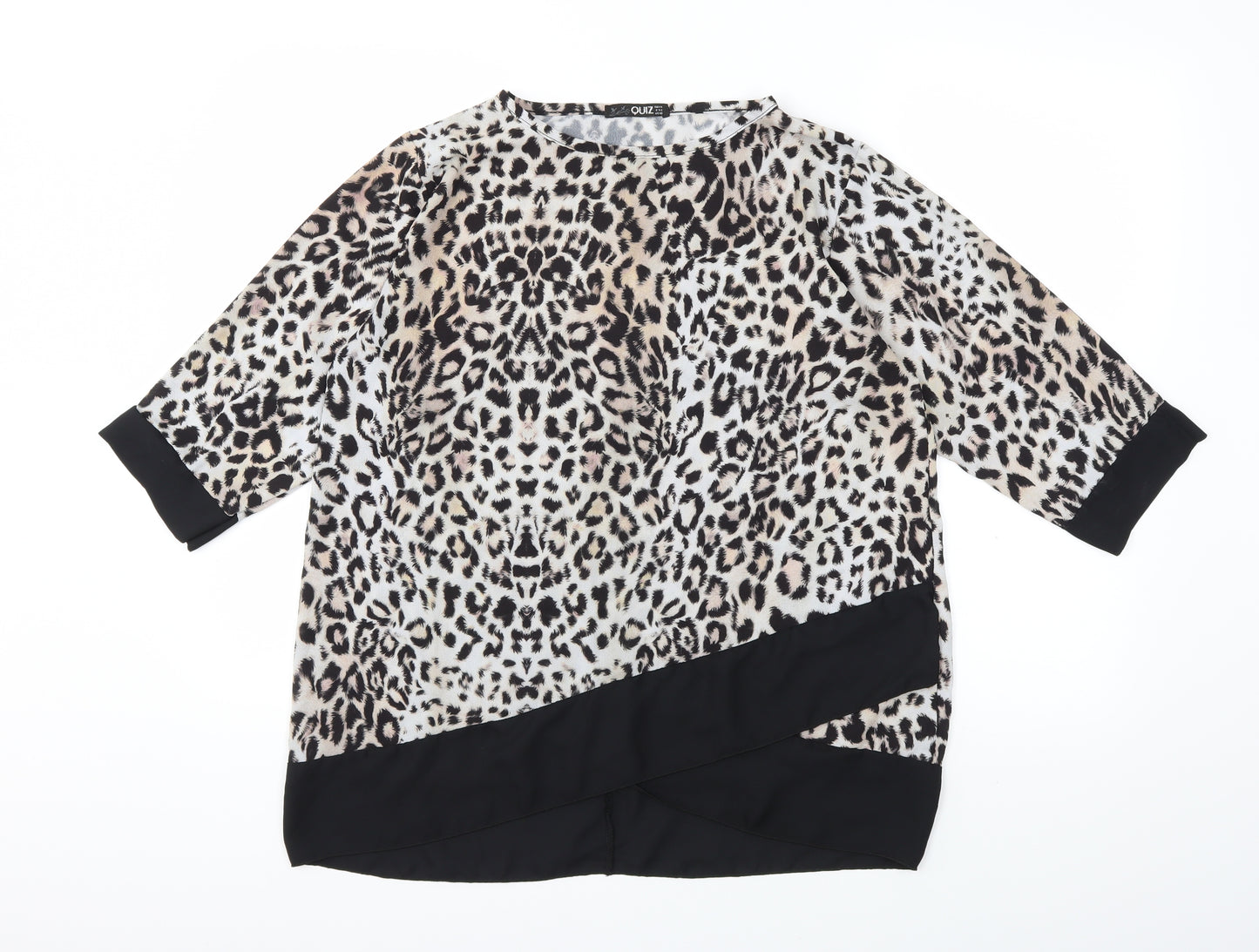 Quiz Womens Grey Animal Print  Basic Blouse Size 14