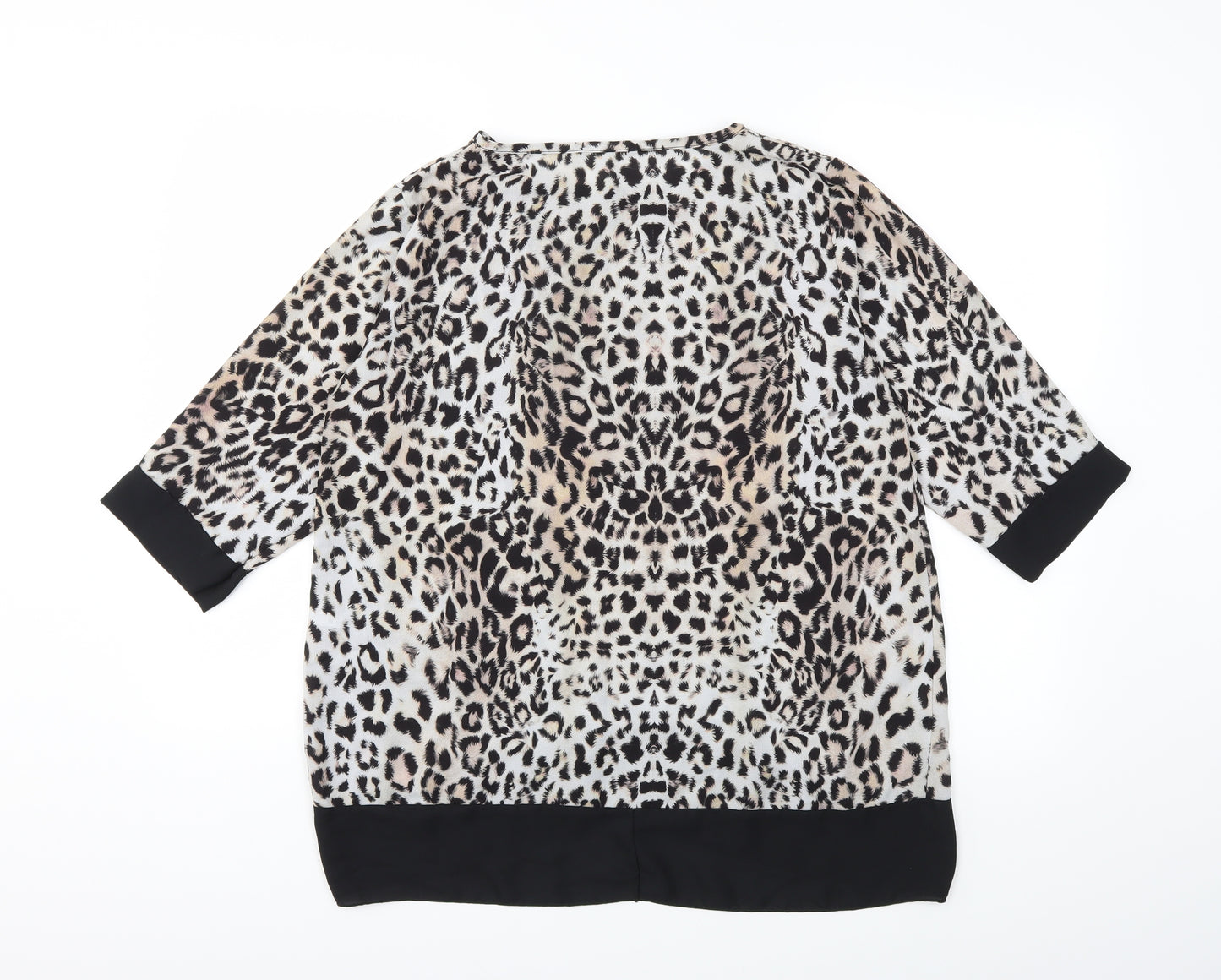 Quiz Womens Grey Animal Print  Basic Blouse Size 14