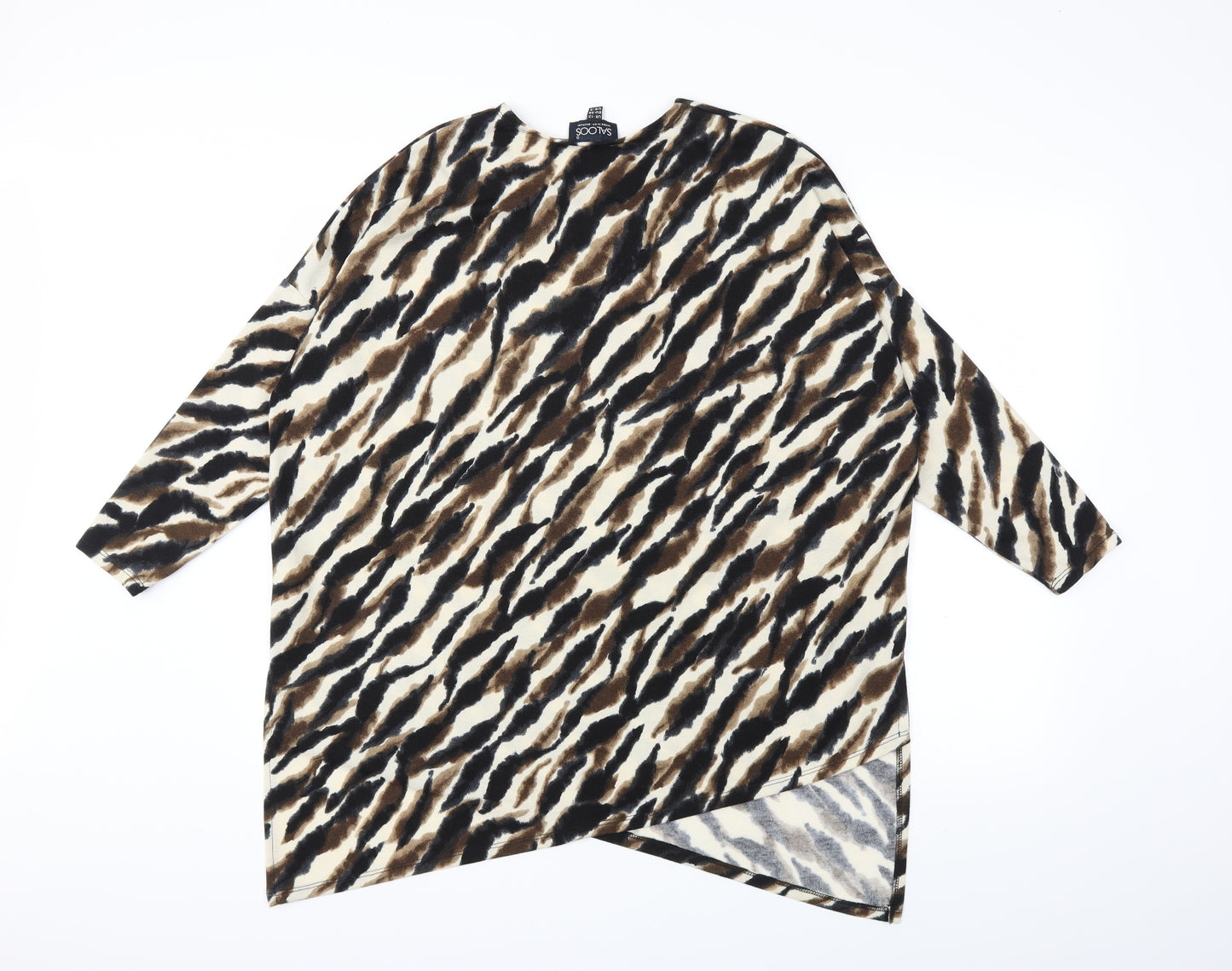 Saloos Womens Beige Animal Print  Basic Blouse Size 12