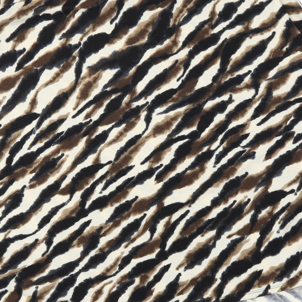 Saloos Womens Beige Animal Print  Basic Blouse Size 12
