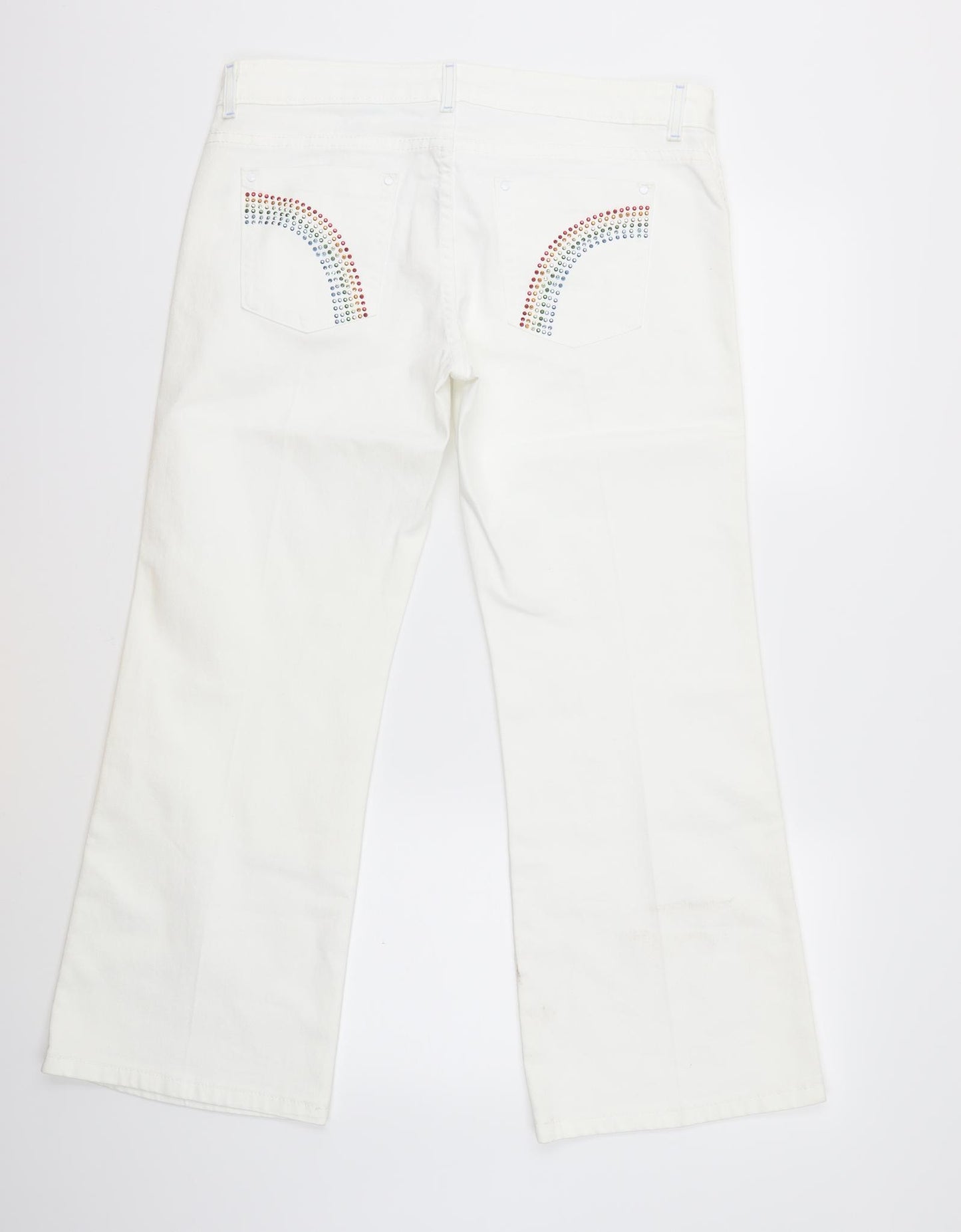 Marks and Spencer Womens White  Denim Flared Jeans Size 14 L26 in
