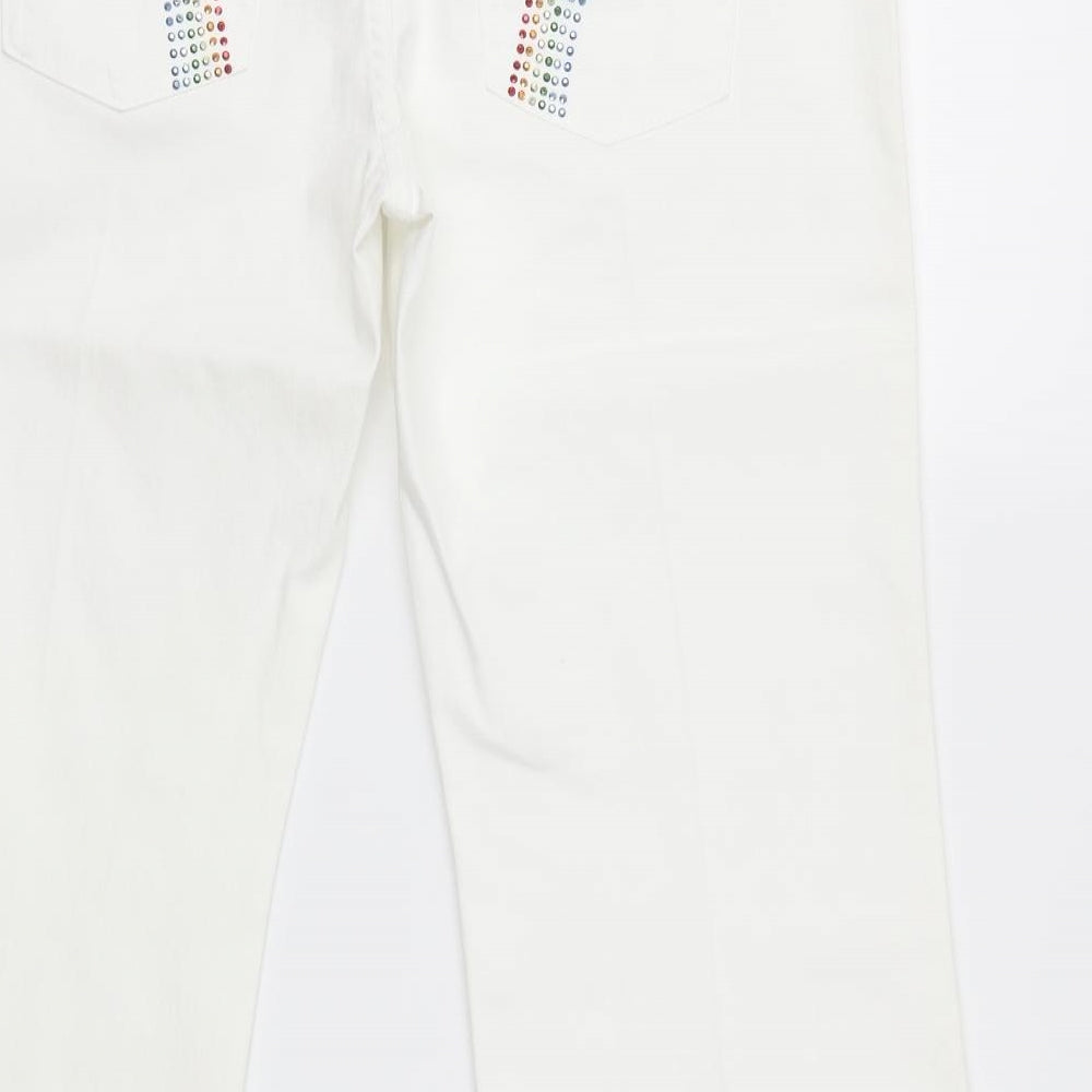Marks and Spencer Womens White  Denim Flared Jeans Size 14 L26 in