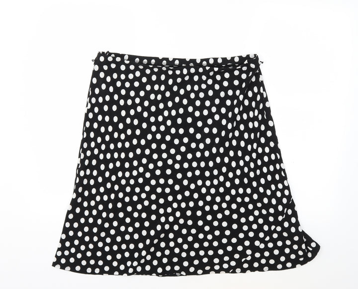 Preworn Womens Black Polka Dot  Flare Skirt Size 34 in