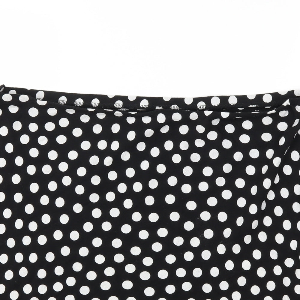 Preworn Womens Black Polka Dot  Flare Skirt Size 34 in