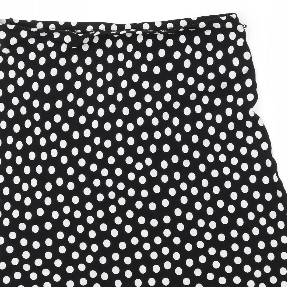 Preworn Womens Black Polka Dot  Flare Skirt Size 34 in