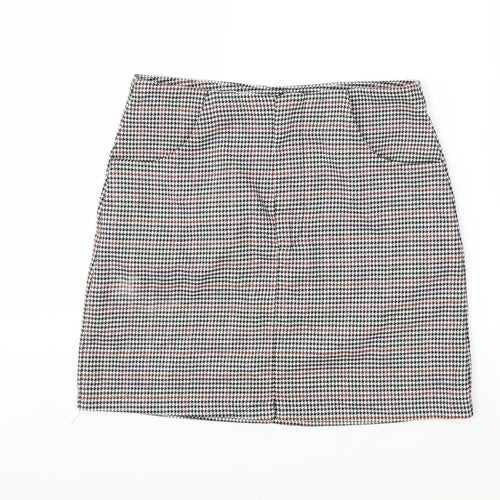 Pull&Bear Womens Black Houndstooth  Mini Skirt Size S
