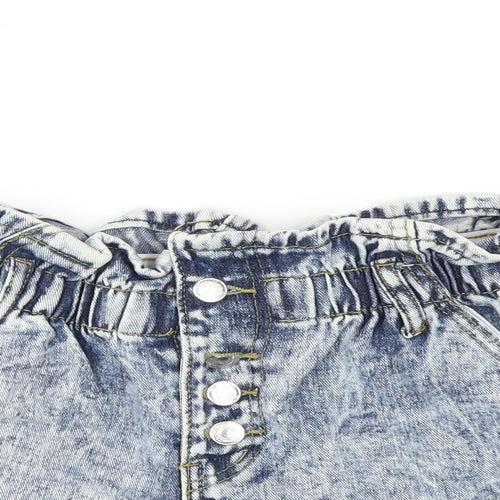 Preworn Womens Blue  Denim Paperbag Shorts Size 26 in