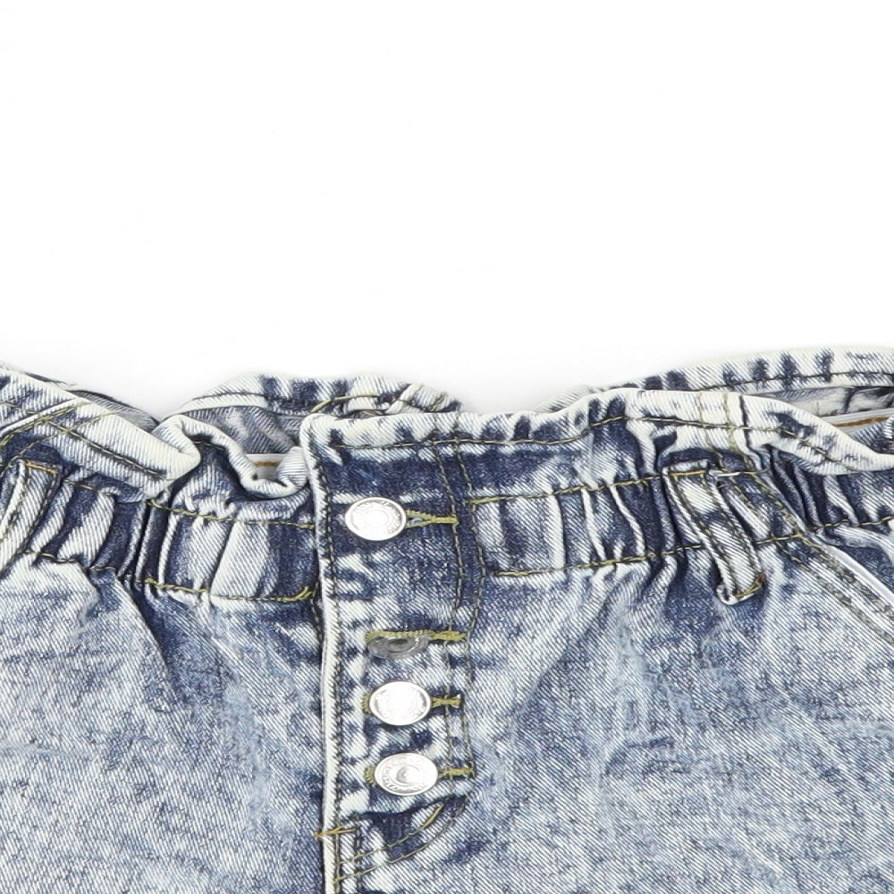 Preworn Womens Blue  Denim Paperbag Shorts Size 26 in